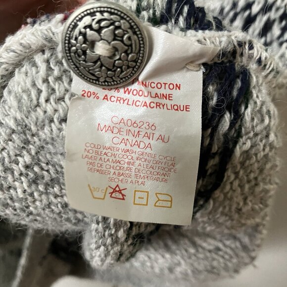 Vintage Weekend Edition Cardigan Womens M Wool Blend Gray Fair Isle Granny - Picture 3 of 6